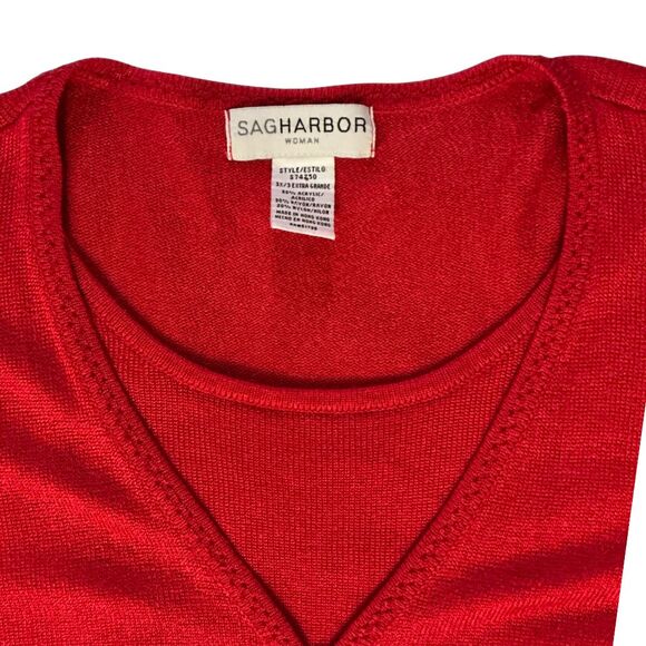 Sag Harbor 2 Layer 1-Piece Cardigan Sweater Size 3XL Red Long Sleeves Stretch - Picture 4 of 7